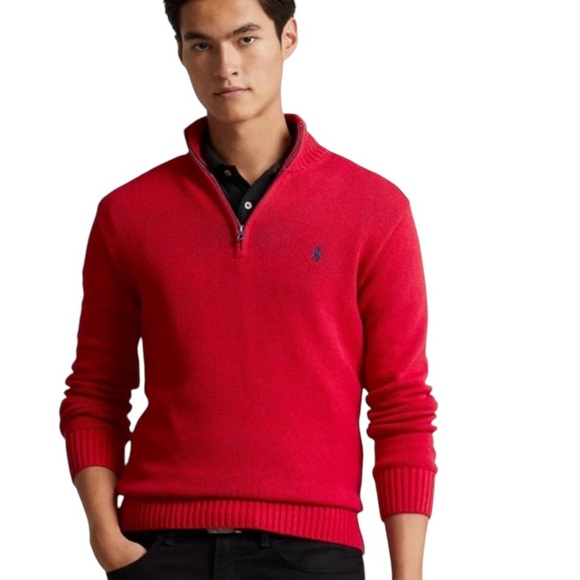 🌹Ralph Lauren Red Zip Up Sweater - Picture 1 of 4
